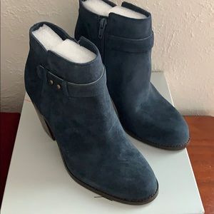 Navy Blue Suede Ankle Boots Sole Society